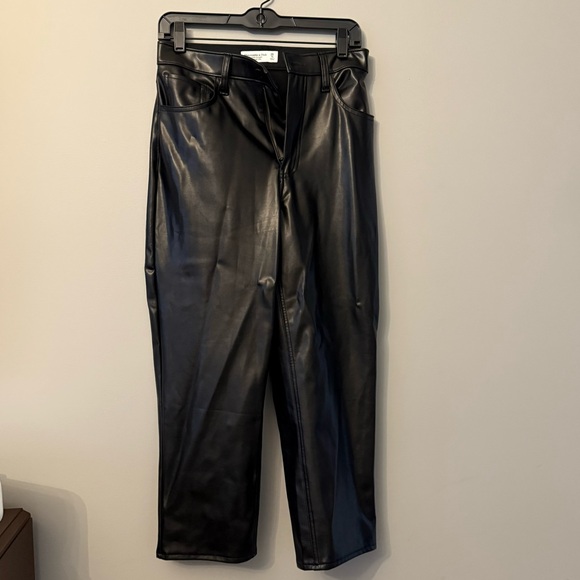 Abercrombie & Fitch Curve Love Vegan Leather Ankle Straight Pants, NWT - Picture 7 of 10